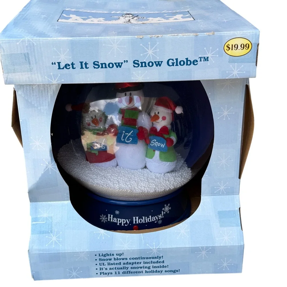 Gemmy Musical Snow Globe Snowing Christmas Decoration 11 Songs Lights Up